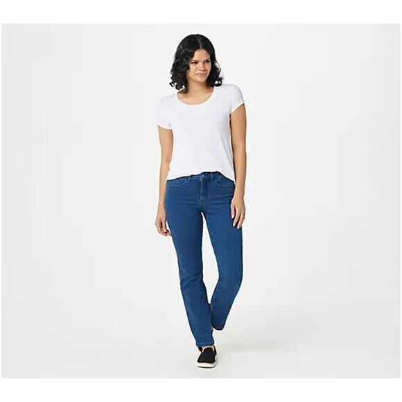 WOMEN WITH CONTROL NEW $60 My Wonder Denim Straight Leg Jean Medium Wash Size 2P - Picture 3 of 4